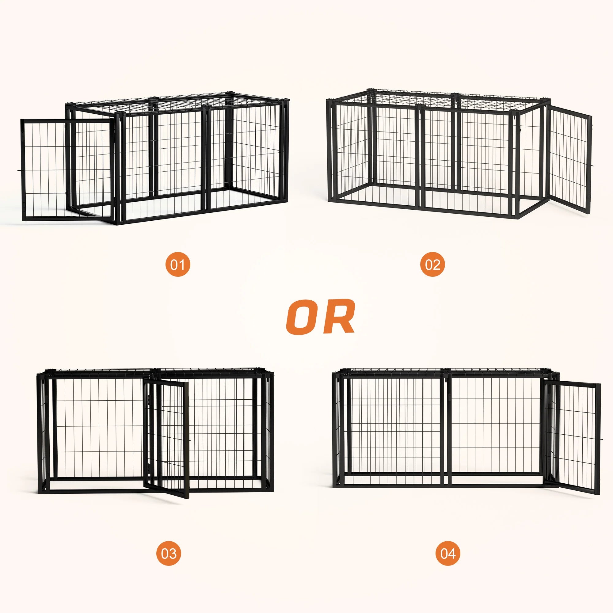 Dog Crate 47.2" Dog Kennel for Small Medium Dogs Puppy Dog Playpen with Top Pet Cage Indoor Black.47.2"L x 22"W x 24"H.