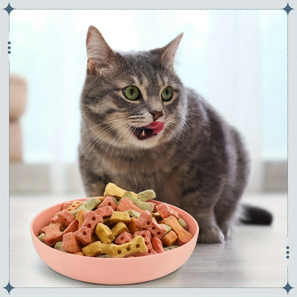 4pcs Cat Bowls, 13.97 Cm Wide Shallow Pet Food & Water Dishes, Plastic Non-Slip Colorful Feeding Plates For Small Cats, Kittens,