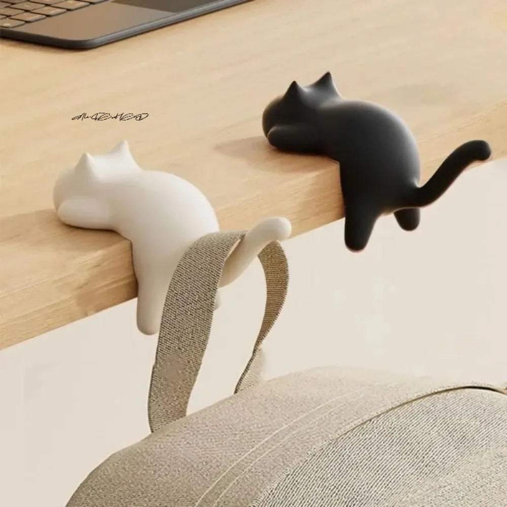 Cute Cat Bag Hook Portable Table Hook Handbag Backpack Organizer Holder for Home Office Desk Side Decor Travel Bag Hanger