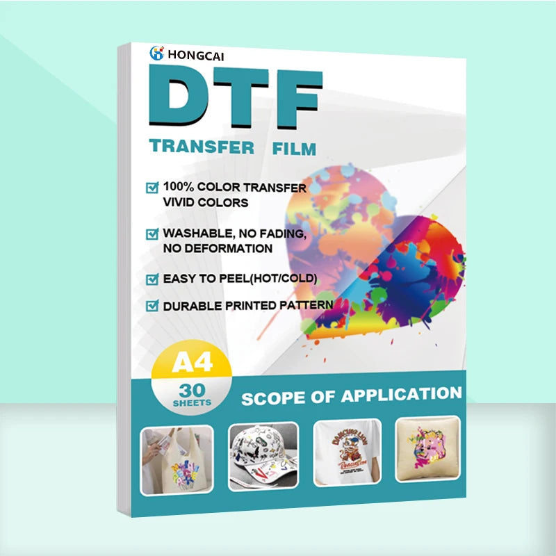 30 Sheets of Dtf Transfer Film Paper A4 Double-Sided Pet Film Paper Cold/Hot Peel Printing Dtf for Direct DIY Transfer on T-Shirt Fabrics