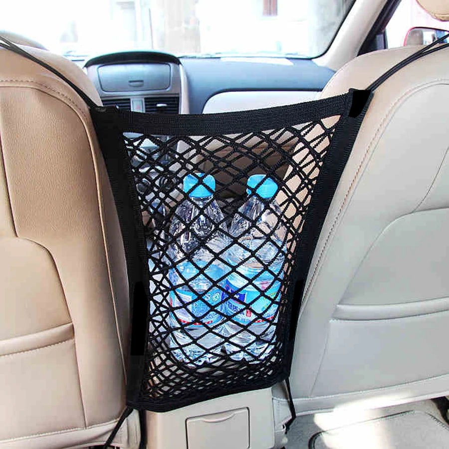 Pet Car Barrier with Automatic Safety Mesh Storage Bag Back Seat Safety Protector Mesh Net