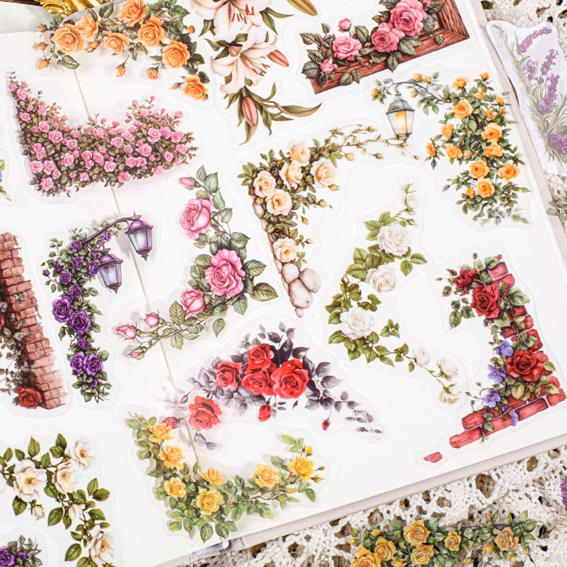 Mr Paper 180pcs Courtyard Corner Series PET Edge Sticker Pack Vintage Lace Handbook Decorative Stickers DIY Calendar Scrapbook