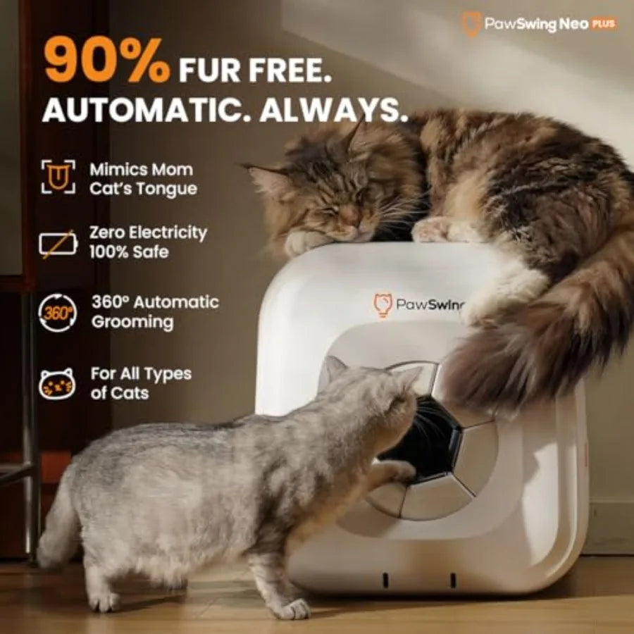 Cat Self Groomer Plus for Hairball Control and Shedding Relief 360° Skin Friendly Brush Pet Hair Remover Gentle Self Cleaning A