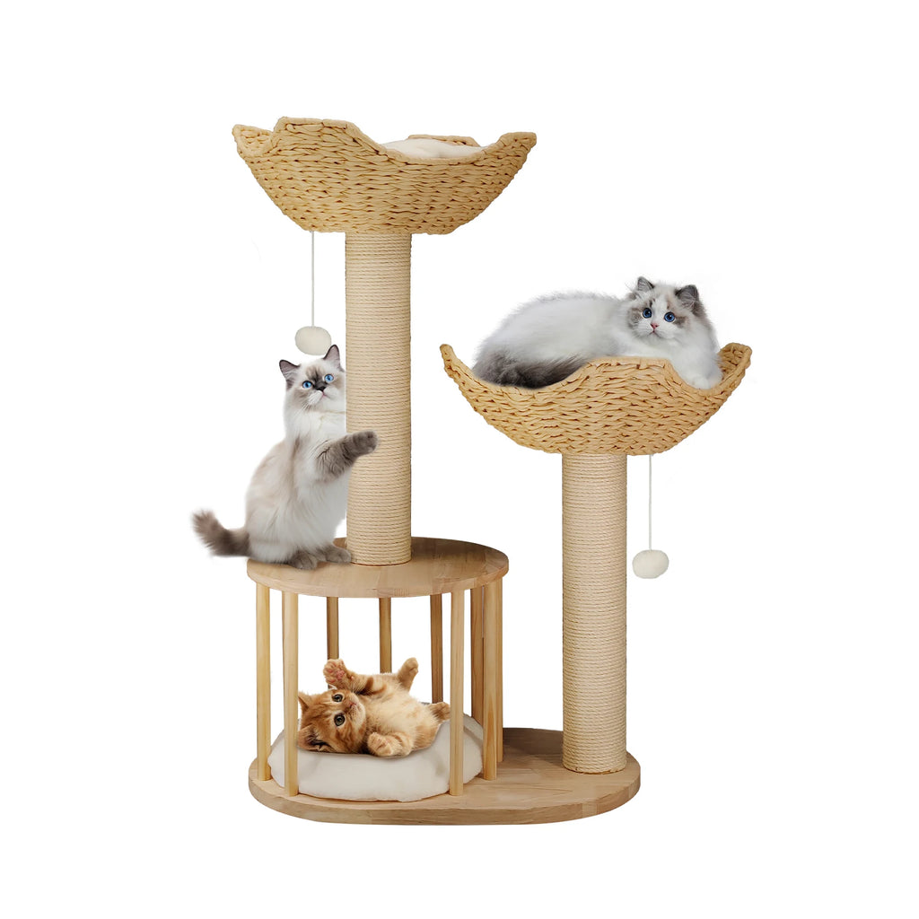 Large Cat Tree Tall Cat Tower for Indoor Cats Multi-Level Plush Cat Condo with Scratching Posts Scratching Boards Perches Caves