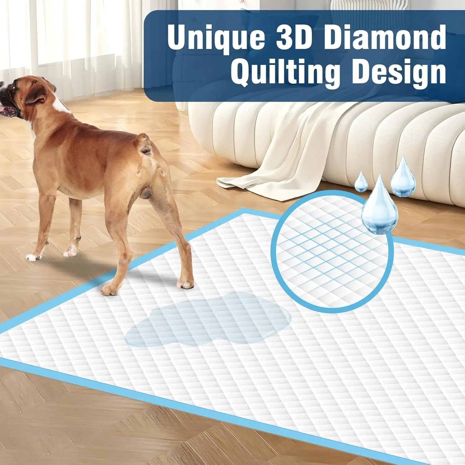 Super Absorbent Pets Pee Pads - 23.62x23.62,Leak-Proof Disposable Dog Pee Training Pads for Puppies, Dogs, Doggie, Cats, Rabbits