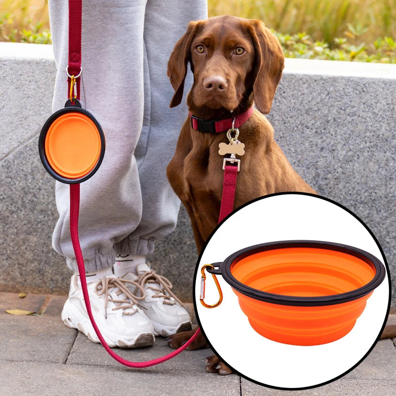 Collapsible Dog Pet Folding Silicone Bowl Outdoor Travel Portable