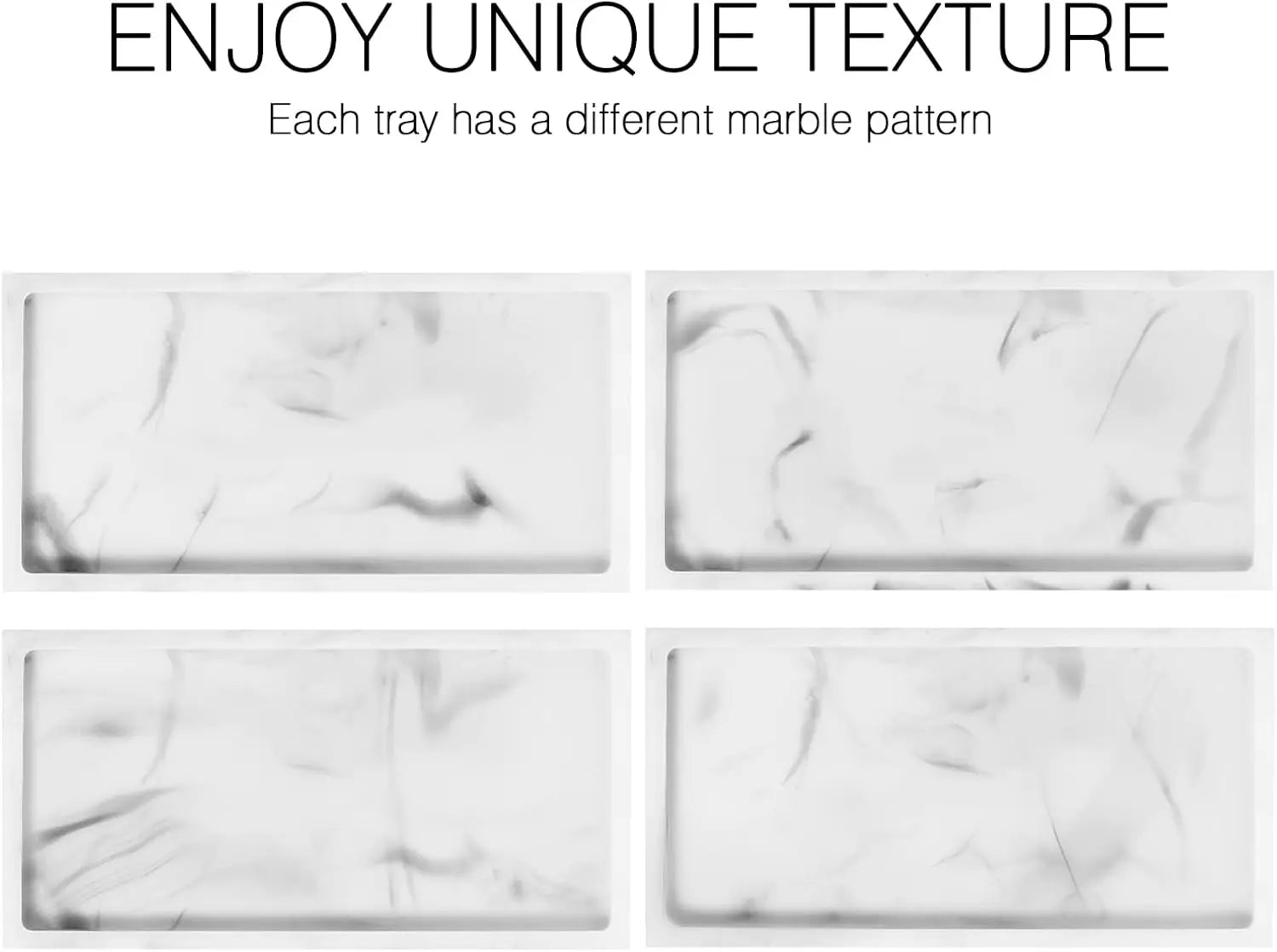 White Marble Resin Vanity Tray, 8x4 inch Bathroom Counter Organizer for Soap Dispenser Perfume Towel Accessories