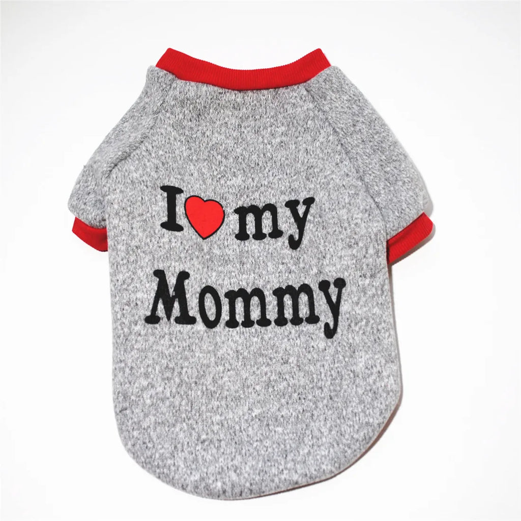 Small Dog Clothes Cute Puppy Cat Clothing Cotton T-shirt Chihuahua Pug Clothes Vest Spring Autumn Pet Costume I Love Daddy Mommy