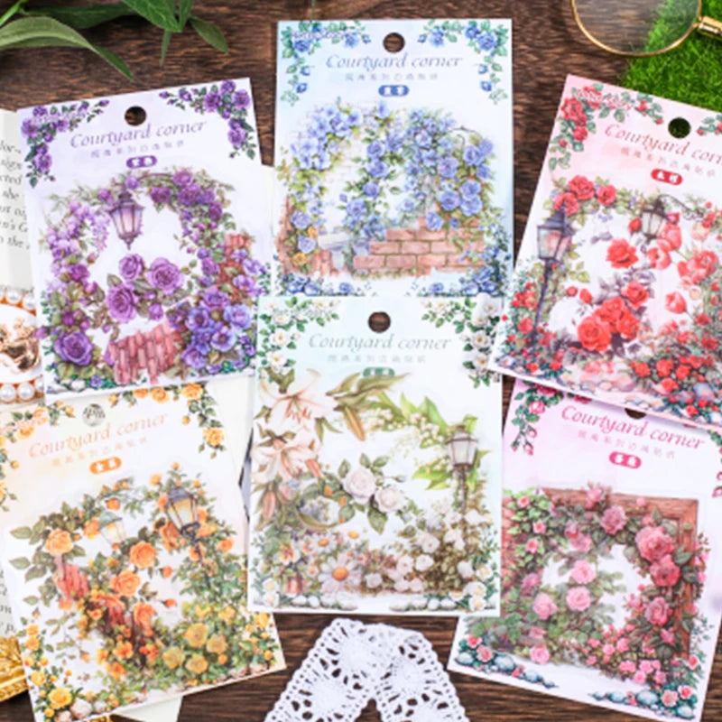 Mr Paper 180pcs Courtyard Corner Series PET Edge Sticker Pack Vintage Lace Handbook Decorative Stickers DIY Calendar Scrapbook