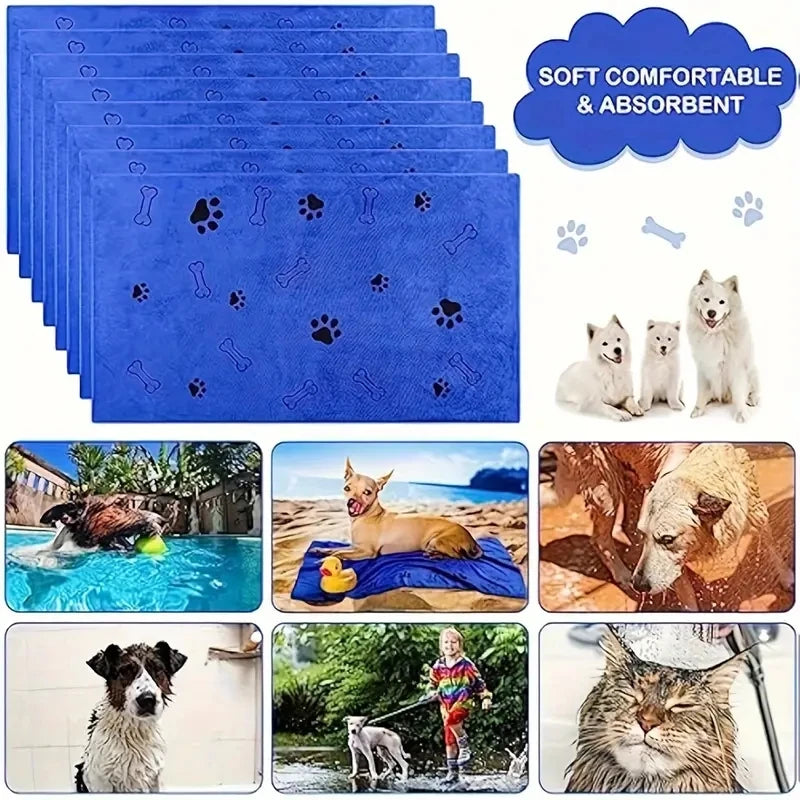 2pcs Soft Microfiber pet Towels - Quick Dry, Absorbent Pet Bath & Grooming Towels